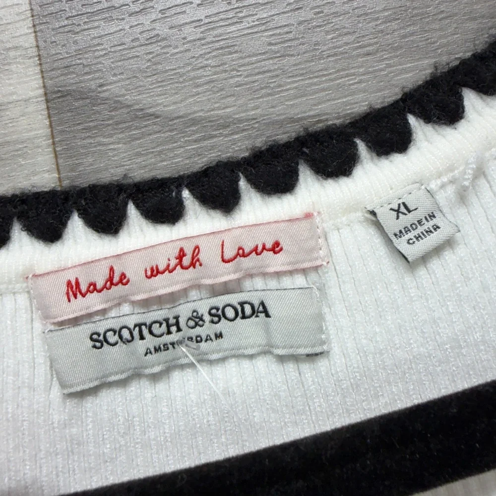 Scotch & Soda Knit Tank Top Women XL White Ribbed Sleeveless Scoop Neck Pullover